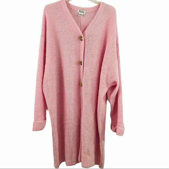 Vintage Spiegel Mohair Long Ice Pink Cardigan Size 3X - Picture 1 of 4
